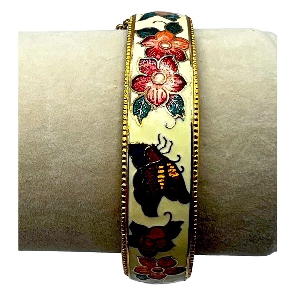 Vintage Floral Necklace & Enamel Bangle Set.  A8 - Picture 7 of 11